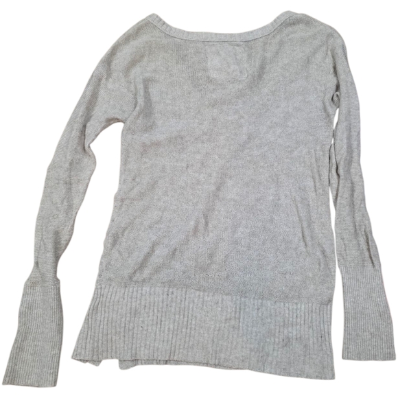 Hollister Vintage Grey Cream Knit Long Sleeve Vneck - Picture 5 of 6